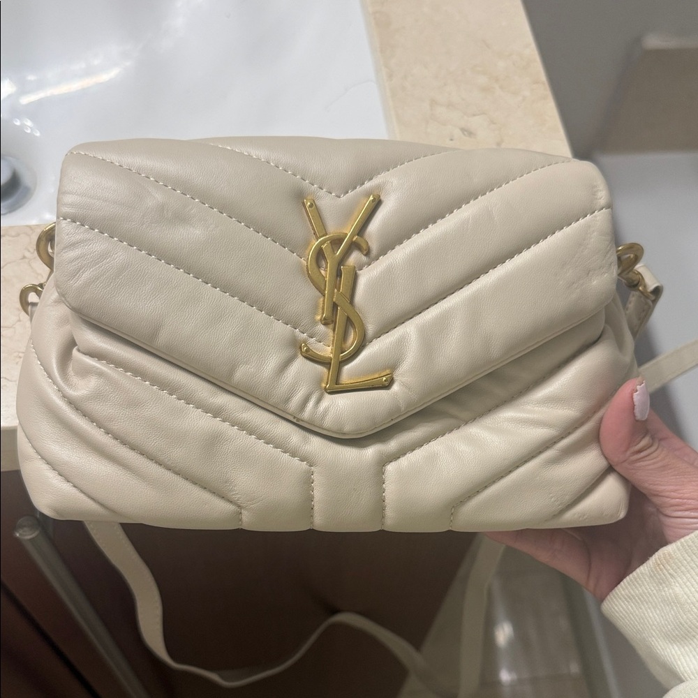 Yves Saint Laurent (YSL) Ivory Quilted Crossbody Bag